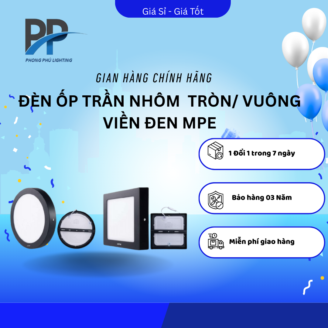 Đèn Ốp Nổi Tròn/ Vuông MPE SRPLB Viền Đen